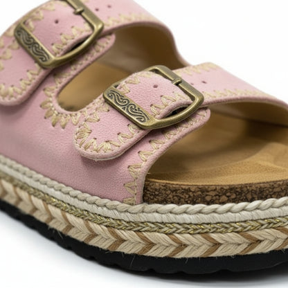 Sandales à plateforme en denim rose