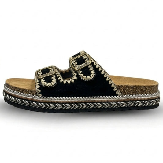 Sandales à plateforme en denim noir