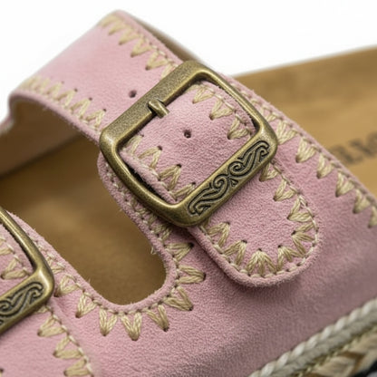 Sandales à plateforme en denim rose