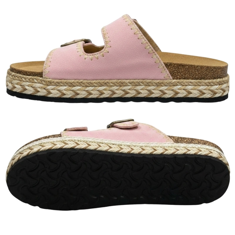 Sandales à plateforme en denim rose