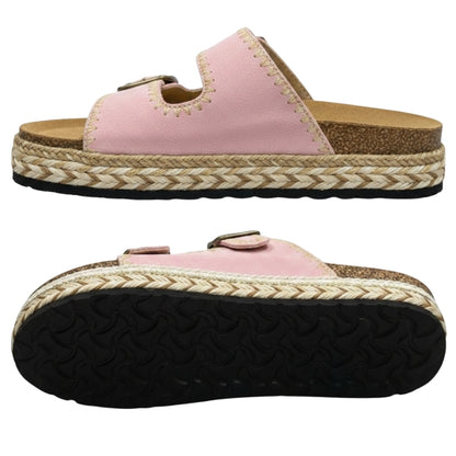 Sandales à plateforme en denim rose