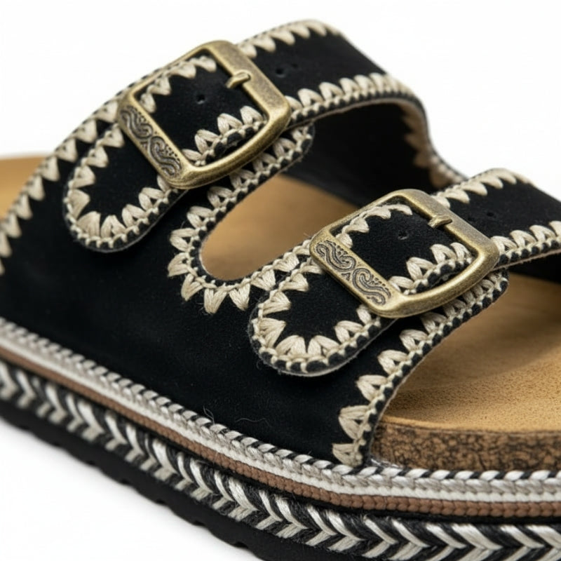 Sandales à plateforme en denim noir