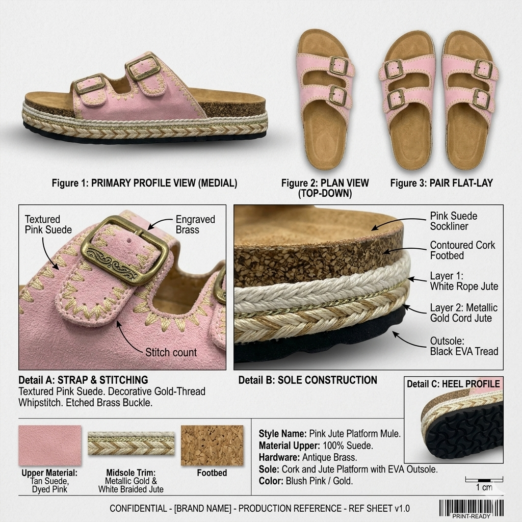 Sandales à plateforme en denim rose