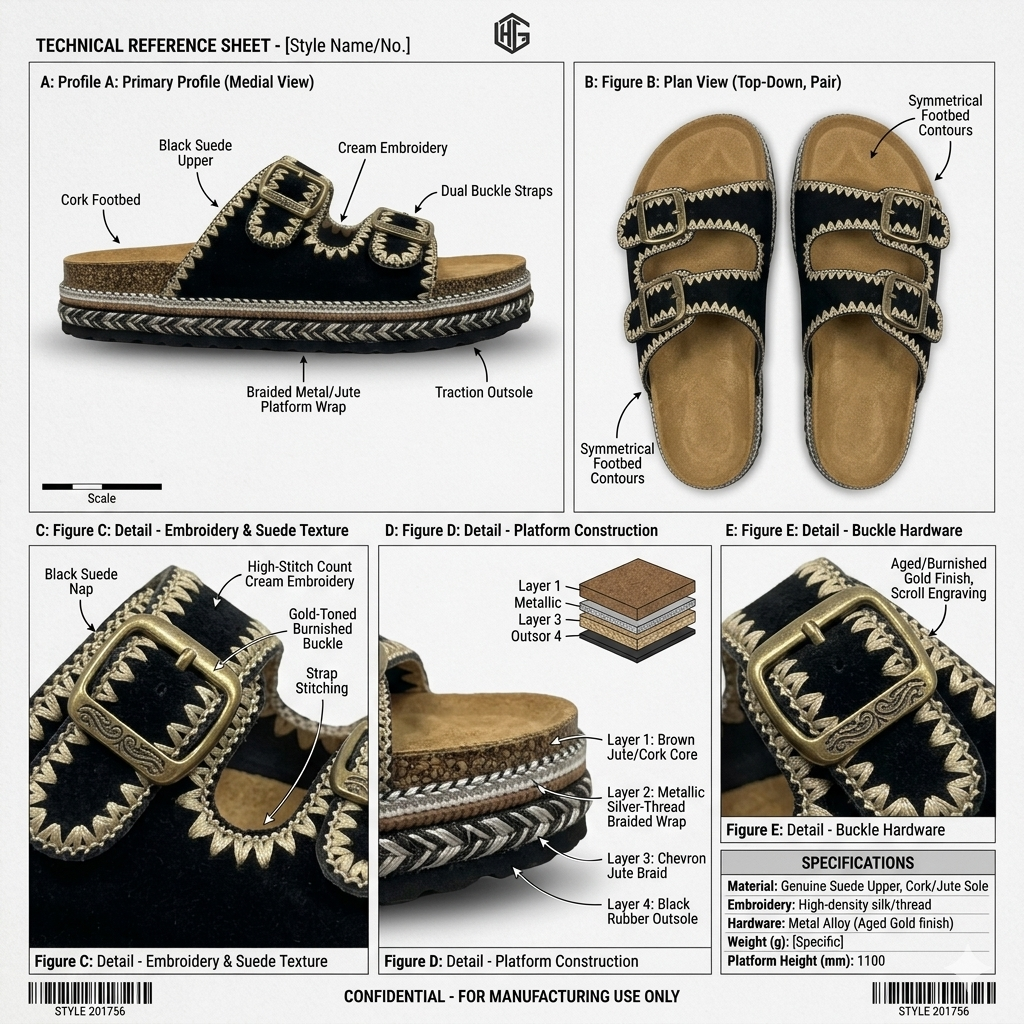 Sandales à plateforme en denim noir