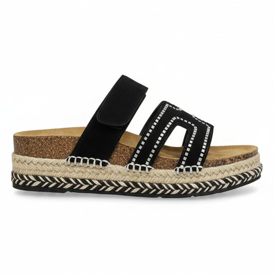 Sandales Plates Noir à Strass